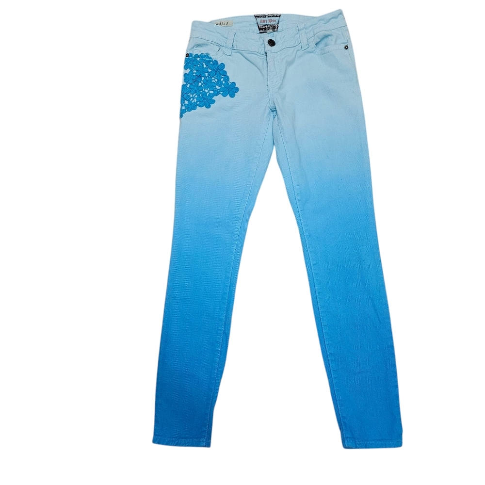 HOT KISS SKINNY LILY JRS BLUE SZ 7 Blue Ombre Applique